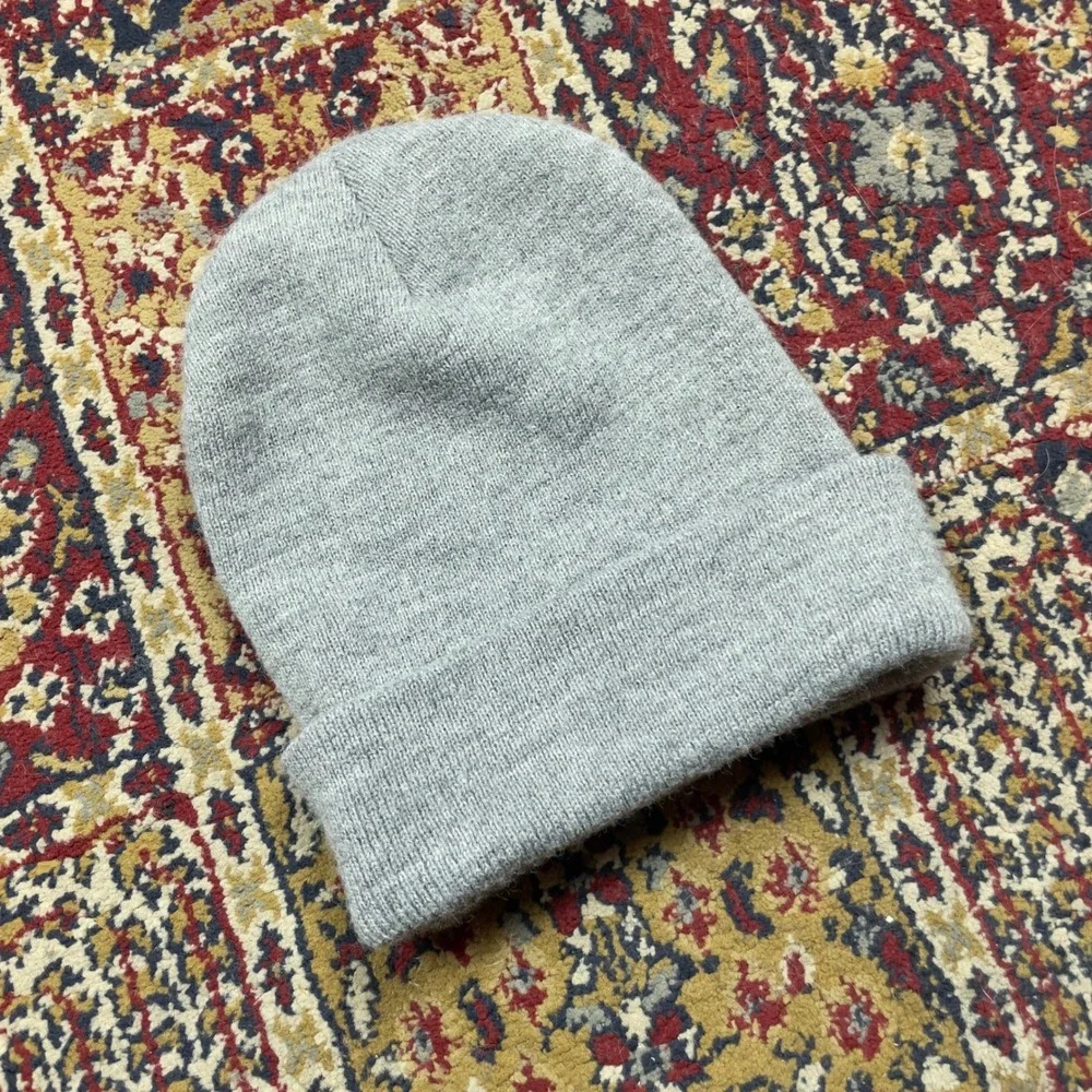 Carhartt A18 HGY Mens Gray Acrylic‎ Knit Beanie Hat One Size Winter Logo USA